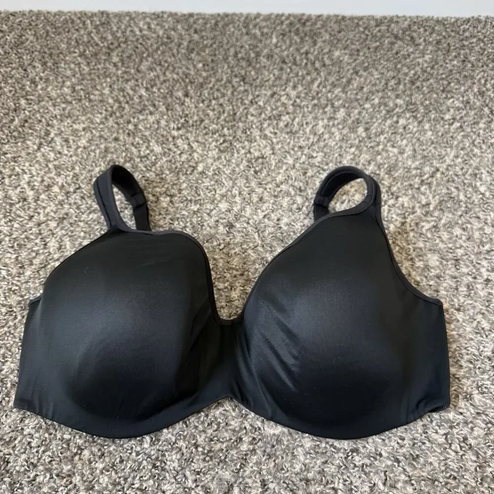 Cacique Smooth Lightly Lined Balconette Bra 42F Underwire Black NEW WITHOUT TAG